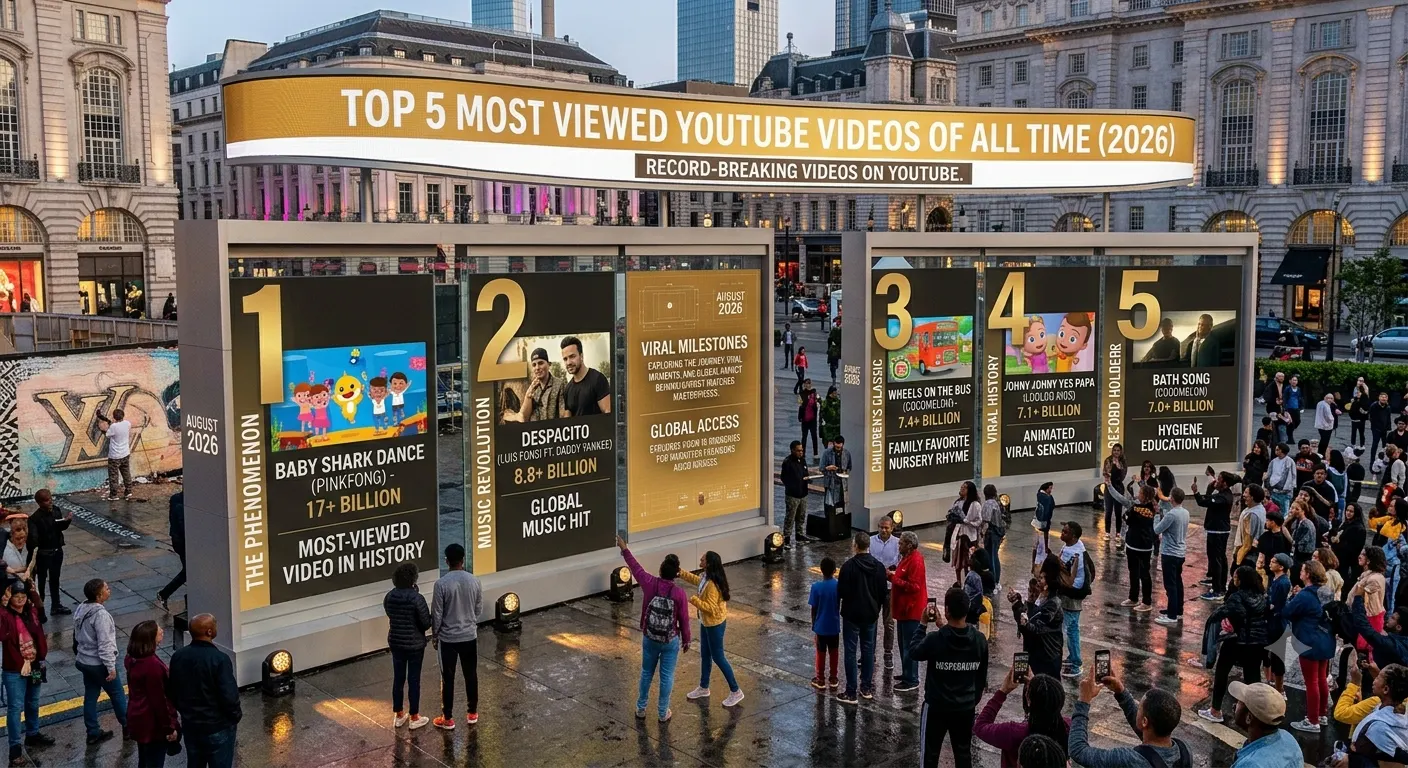 Top 5 Most Viewed YouTube Videos of All Time (2026) – Record-Breaking Videos on YouTube